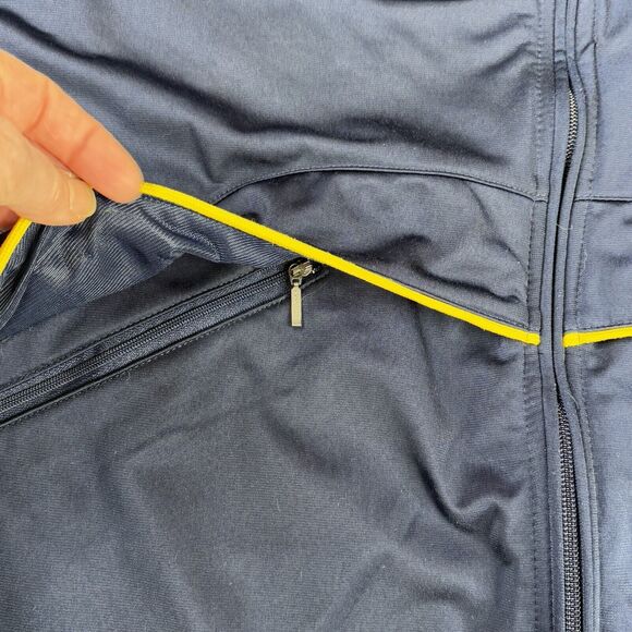 Vintage Nike Jacket Mens Large Blue Full Zip Spell Out Y2K‎ Track Yellow Trim - Picture 10 of 14